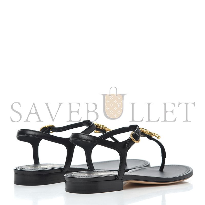 CHANEL LEATHER WOMEN’S SANDALS BLACK GOLD HARDWARE